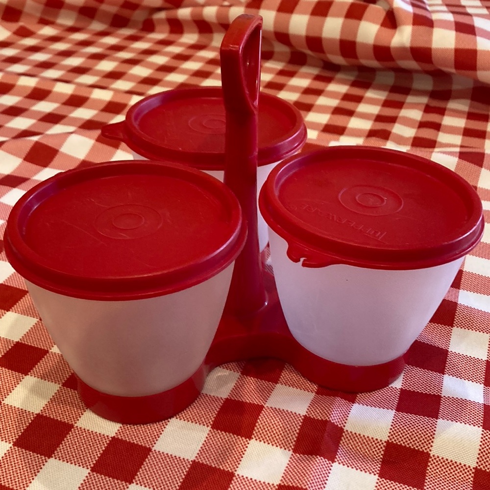 1970’s Tupperware condiment trio.